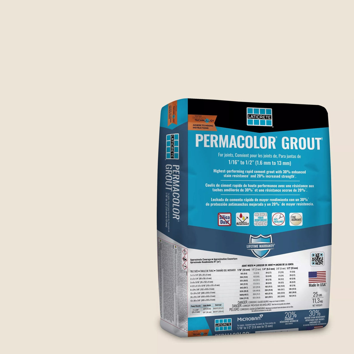 Bedrosians Laticrete Permacolor Sanded Grout in Bright White - 25 lb. Bag | Item Code LAT254425