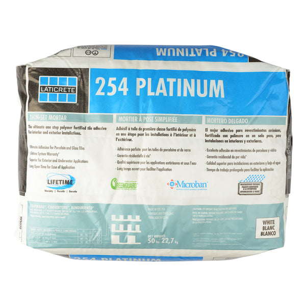 Bedrosians Laticrete 254 Platinum Multipurpose Thinset in Grey - 50 lb. Bag | Item Code LAT254PMG50