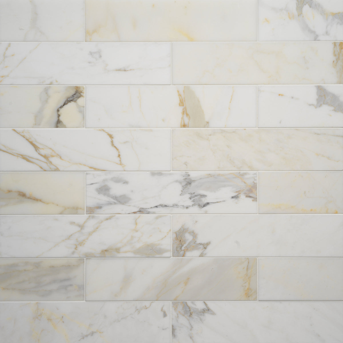 Bedrosians Calacatta 3" x 12" Honed Marble Tile in White | Item Code MRBCALORO0312H