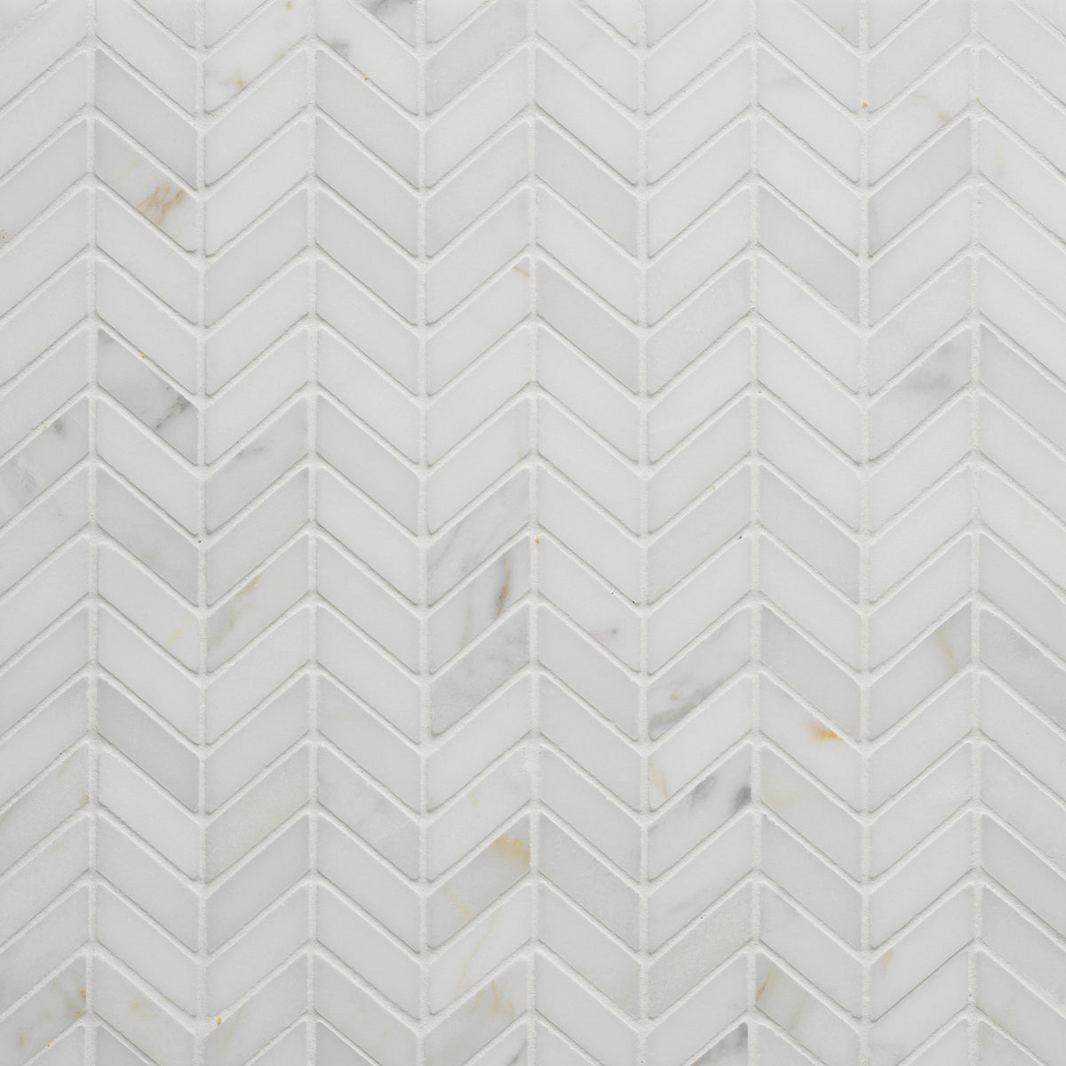 Bedrosians Calacatta Chevron Honed Marble Mosaic Tile in White | Item Code MRBCALOROCHE