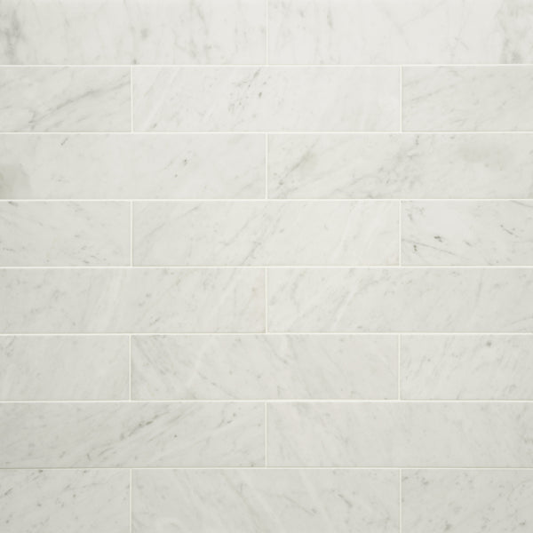 Bedrosians White Carrara 3" x 12" Floor & Wall Tile | Item Code MRBWHTCAR0312H