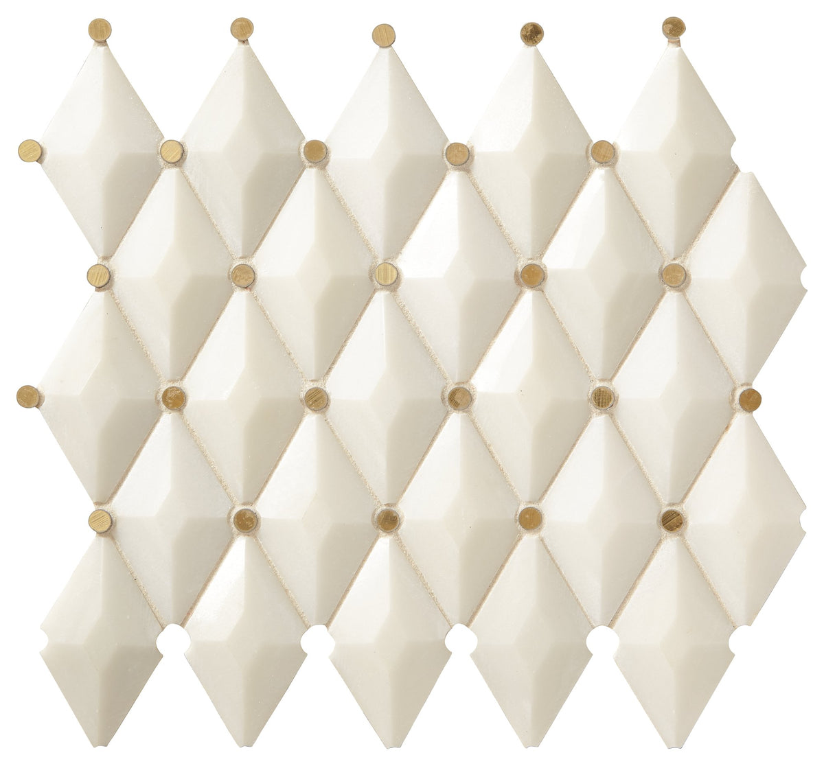 Marazzi Castellina Stone Mosaics White And Brass, Straight Edge, Harlequin, Polished | SKU CT58HARLMS1P