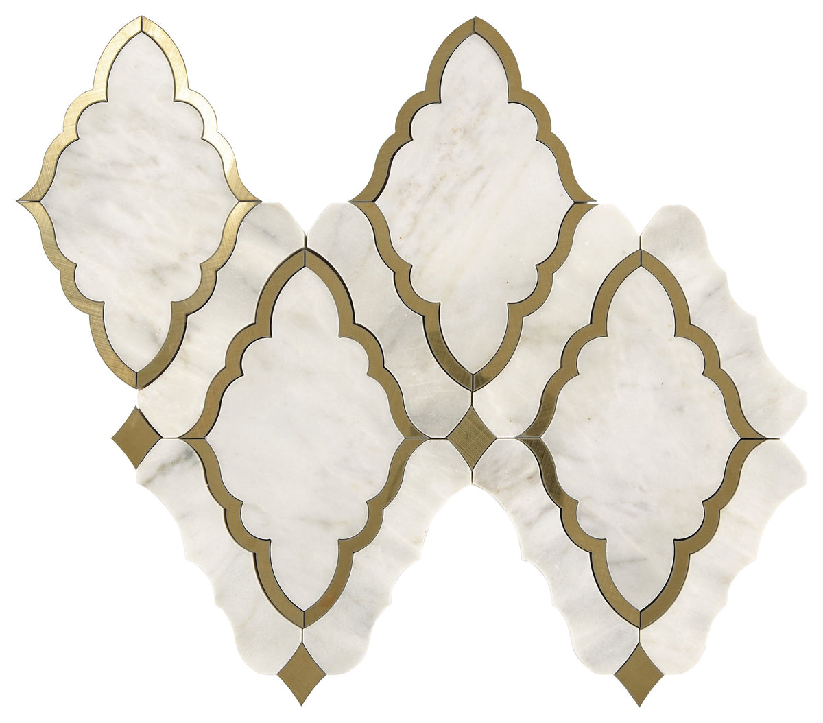 Marazzi Castellina Stone Mosaics White And Brass, Straight Edge, Baroque, Polished | SKU CT59BAROQUEMS1P