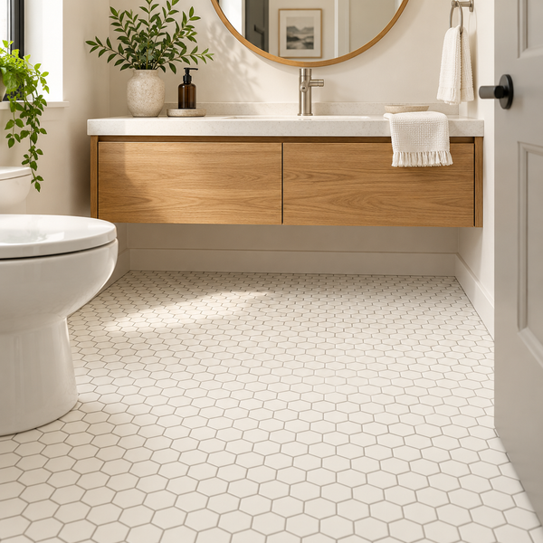 Color Wheel Mosaic Matte Arctic White, Hexagon, 1.5, Matte