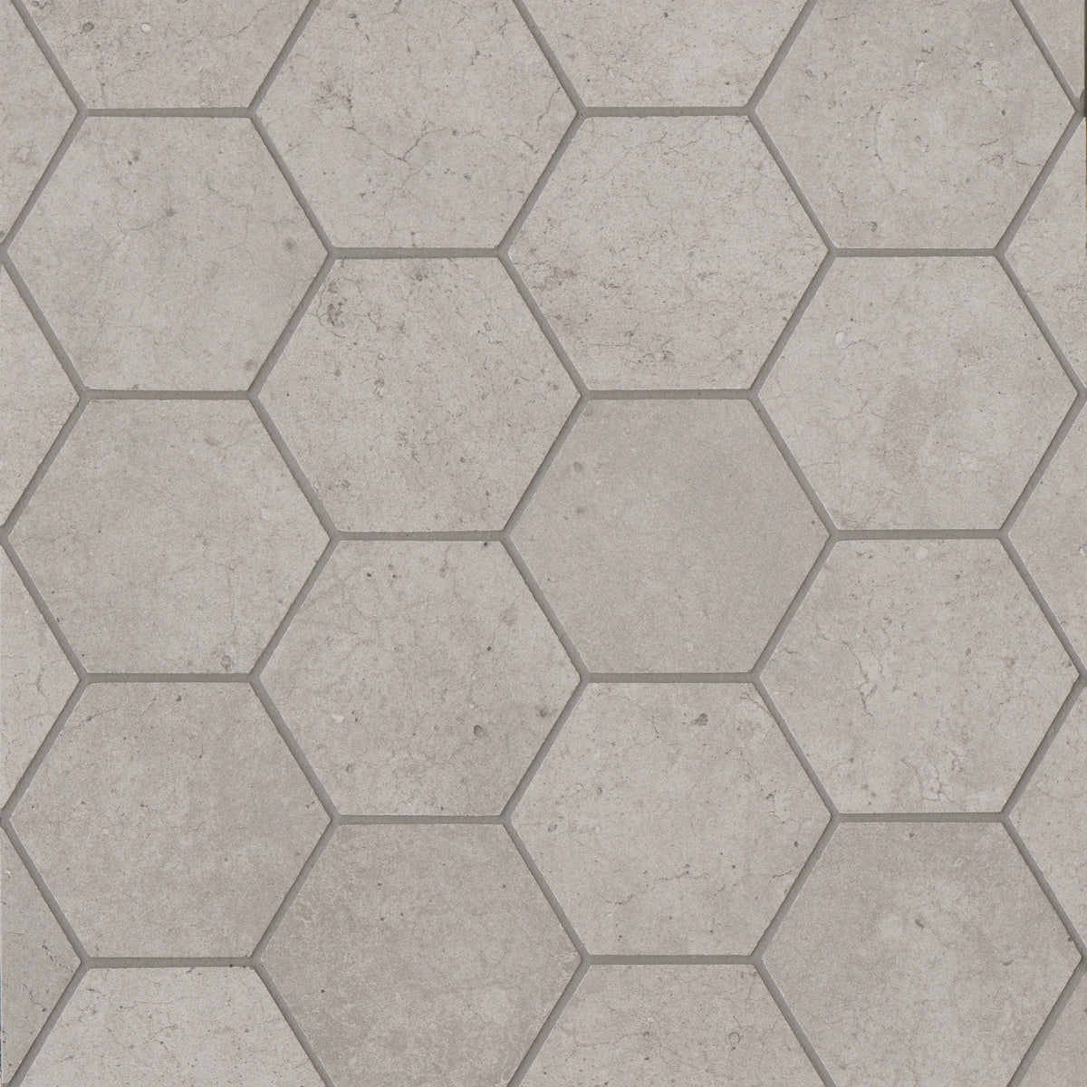 Bedrosians Materika 3" Hexagon Matte Porcelain Mosaic in Greige | Item Code NORMATGRE3HEXMO