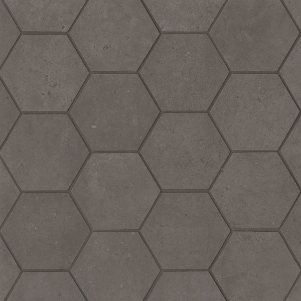 Bedrosians Materika 3" Hexagon Matte Porcelain Mosaic in Mud | Item Code NORMATMUD3HEXMO
