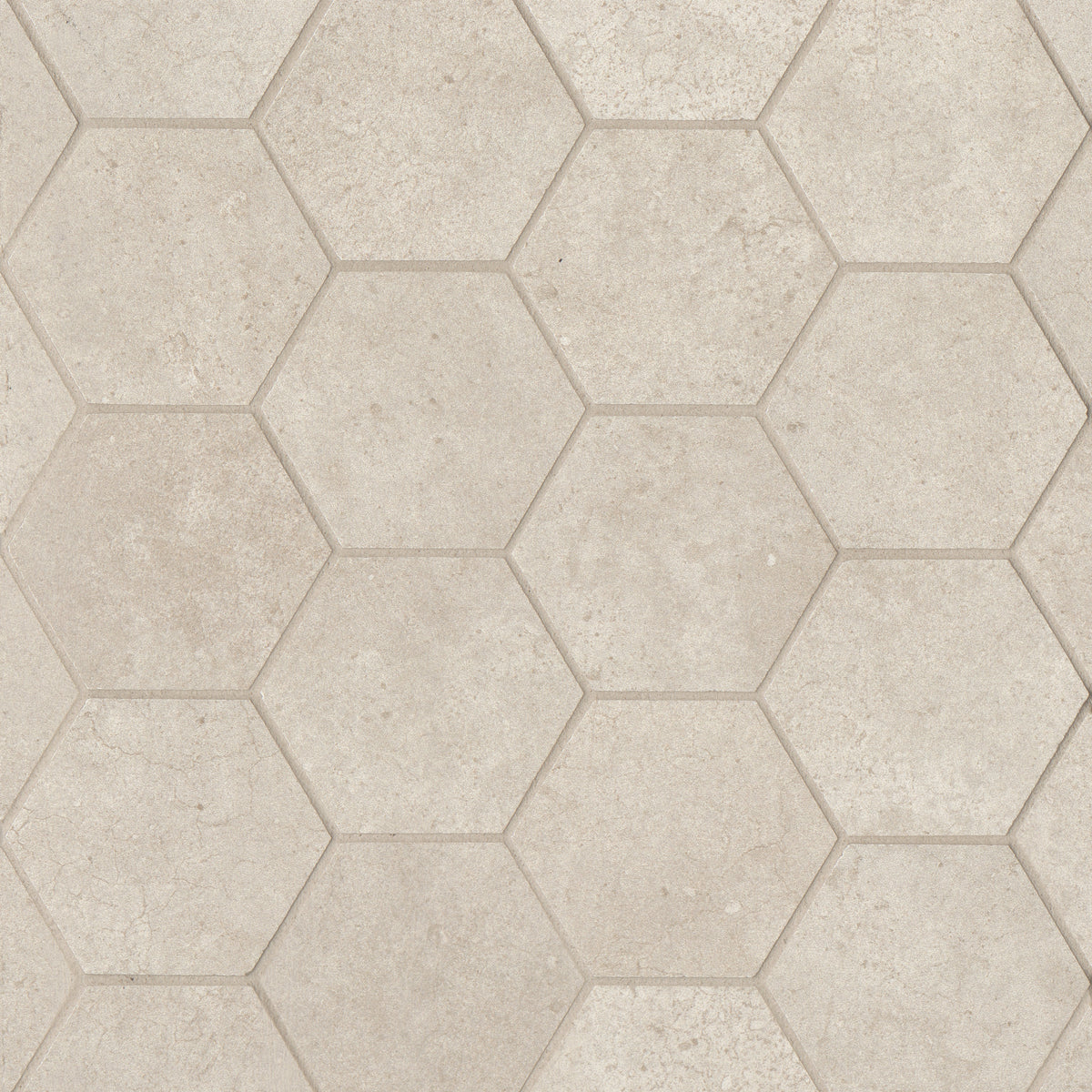 Bedrosians Materika 3" Hexagon Matte Porcelain Mosaic in Sand | Item Code NORMATSAN3HEXMO