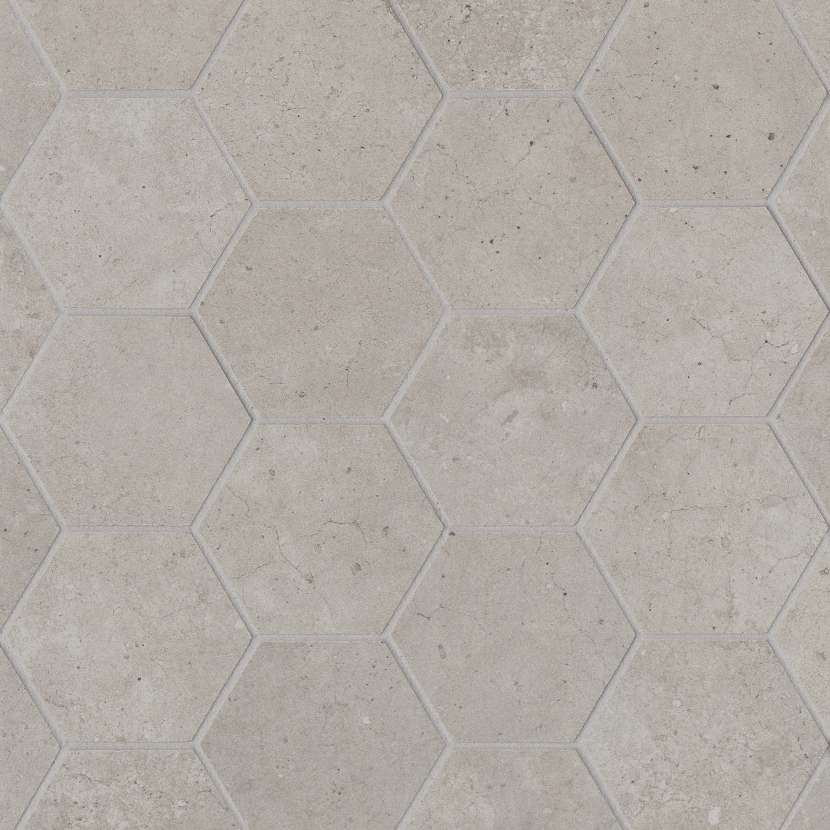 Bedrosians Materika 3" Hexagon Matte Porcelain Mosaic in Silver | Item Code NORMATSIL3HEXMO