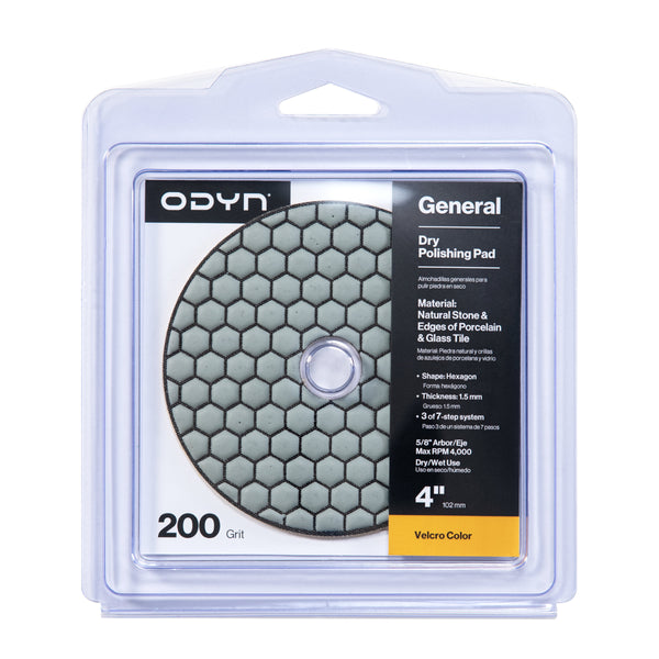 Bedrosians ODYN General Dry Polishing Pad 4" x 5/8" - 200 Grit | Item Code ODYPADDRY4-200ST
