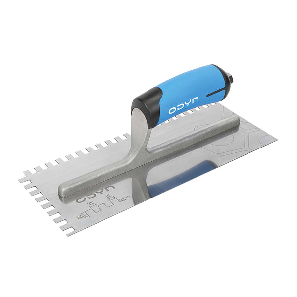 Bedrosians Odyn 11 in. x 1/4 in. x 3/8 in. Square-Notch Stainless Steel Trowel | Item Code ODYTROSSSQ1438SH