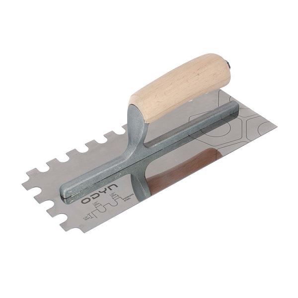 Bedrosians Odyn 11 in. x 1/2 in. x 1/2 in. U-Notch Stainless Steel Trowel | Item Code ODYTROSSU12WH