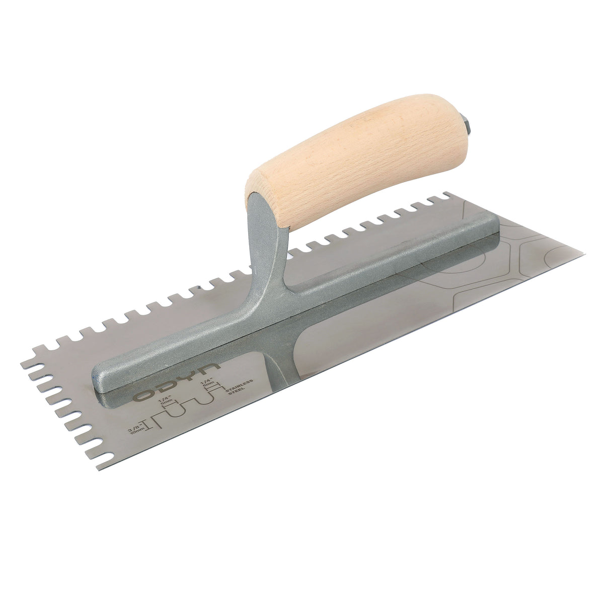 Bedrosians Odyn 11 in. x 1/4 in. x 3/8 in. U-Notch Stainless Steel Trowel | Item Code ODYTROSSU1438WH