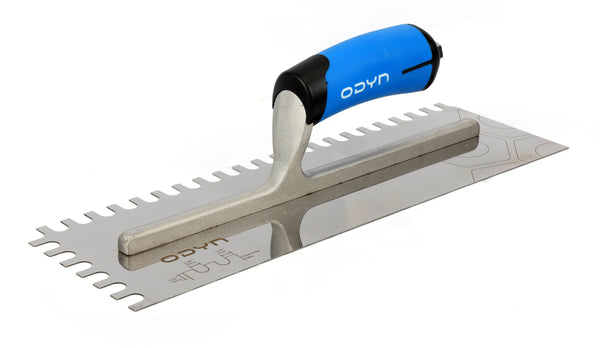 Bedrosians ODYN 1/2 x 3/8 x 1/4 x 14" U-Notch Trowel Soft Handle | Item Code ODYTROSSU3812-14SH