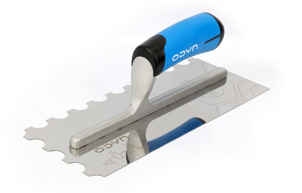 Bedrosians ODYN 3/8 x 3/4 x 3/8 x 11" U-Notch Trowel Soft Handle | Item Code ODYTROSSU38SH