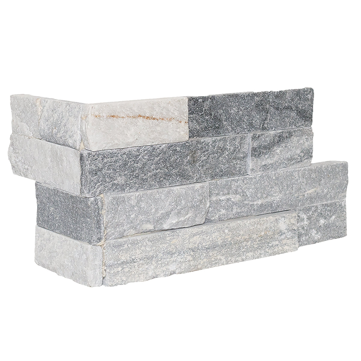 Bedrosians Alpine Grey 6" x 24" Natural Cleft Slate Ledger Corner | Item Code SLTALPGRYLEDCNR