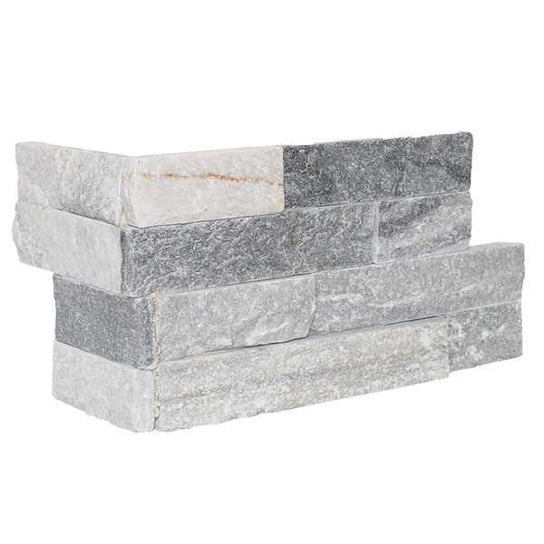 Bedrosians Alpine Grey 6" x 24" Natural Cleft Slate Ledger Corner | Item Code SLTALPGRYLEDCNR