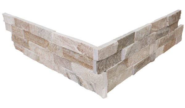 Bedrosians Millennium Cream 6" x 24" Natural Cleft Ledger Corner | Item Code SLTMILCRMLEDCNR