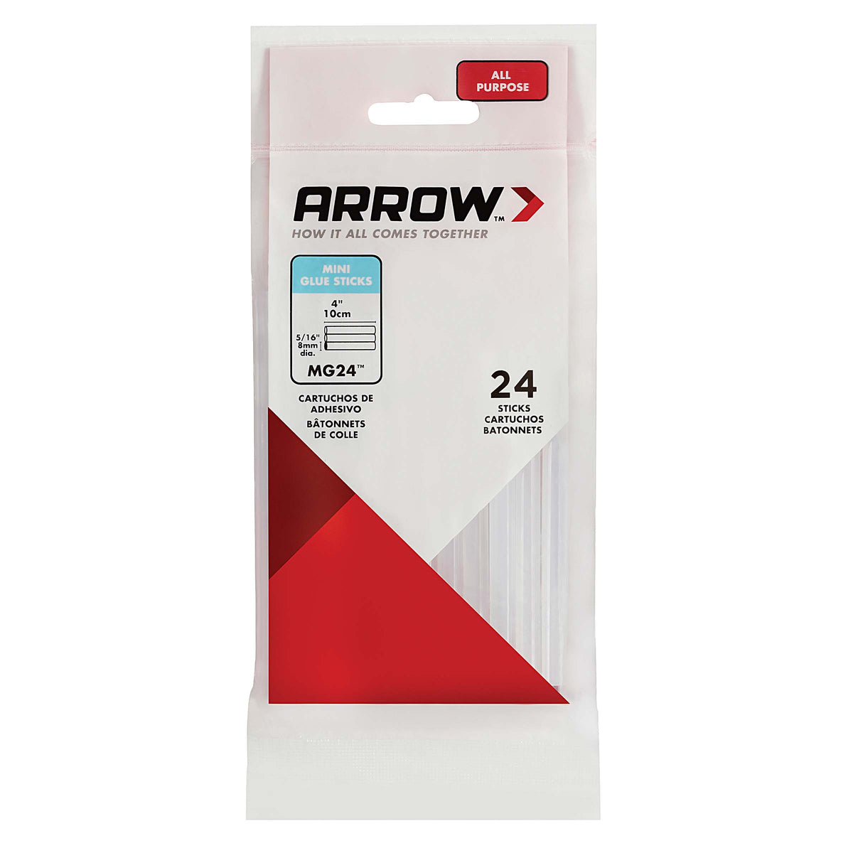 Bedrosians Arrow 2 oz. All-Purpose Clear Mini Glue Sticks (24-Pack) | Item Code TLSARO-MG244