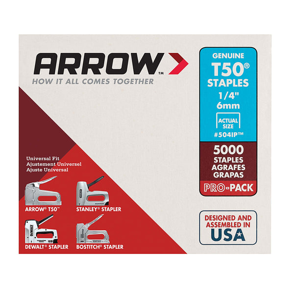 Bedrosians Arrow T50 1/4 in. Staples (5000-Pack) | Item Code TLSAROSTA14-504IP