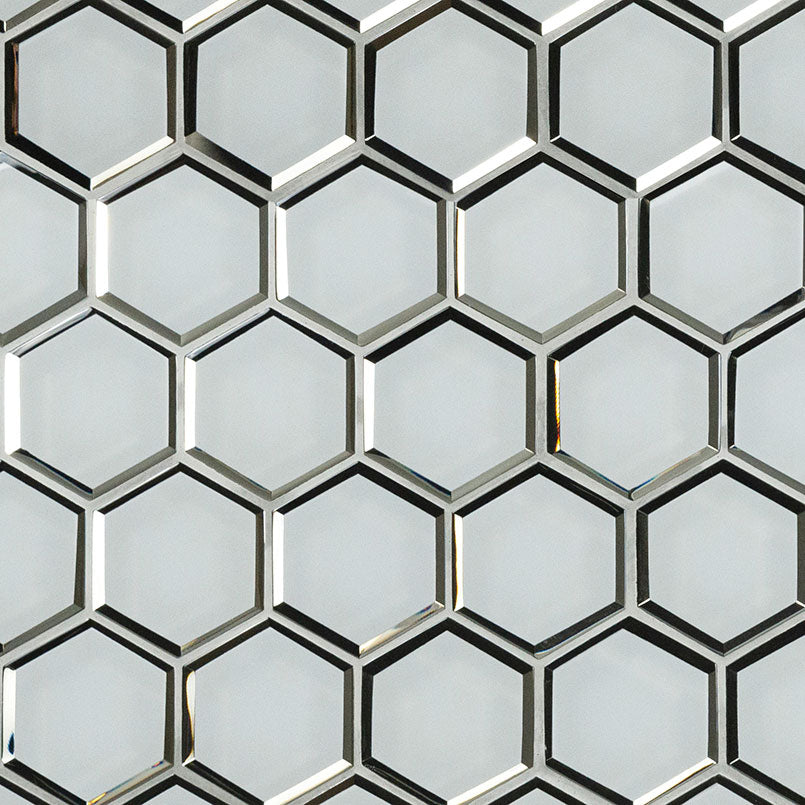 MSI Ice Beveled 3" hexagon glass mosaic sheet, product view