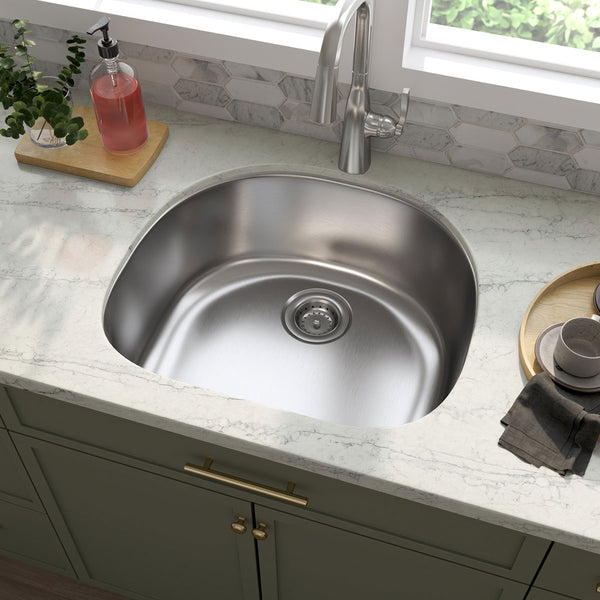 MSI 18-Gauge Stainless Steel Undermount Single Bowl Sink, installed in a room setting