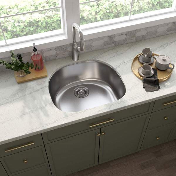 MSI 18-Gauge Stainless Steel Undermount Single Bowl Sink, installed in a room setting