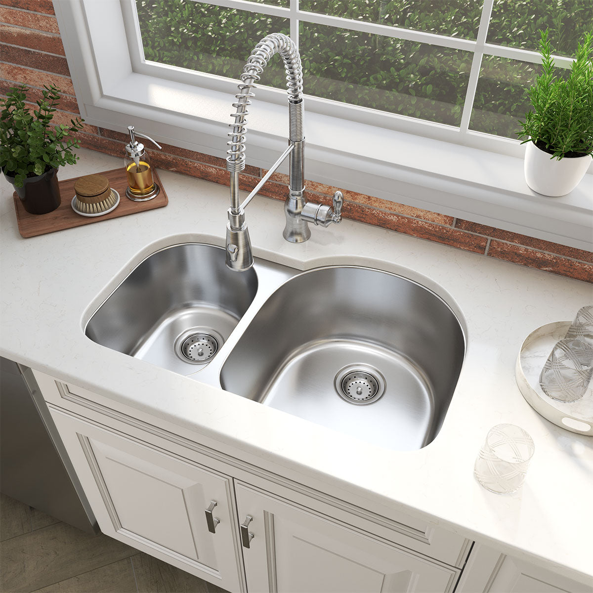 MSI 18-Gauge Stainless Steel Undermount Double Bowl Sink 40/60, installed in a room setting