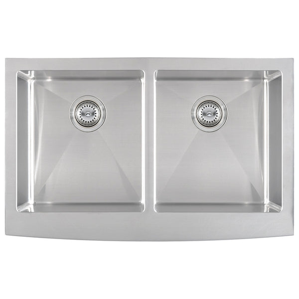 MSI 16-Gauge Stainless Steel Farmhouse Apron Double Bowl Sink 50/50, top view