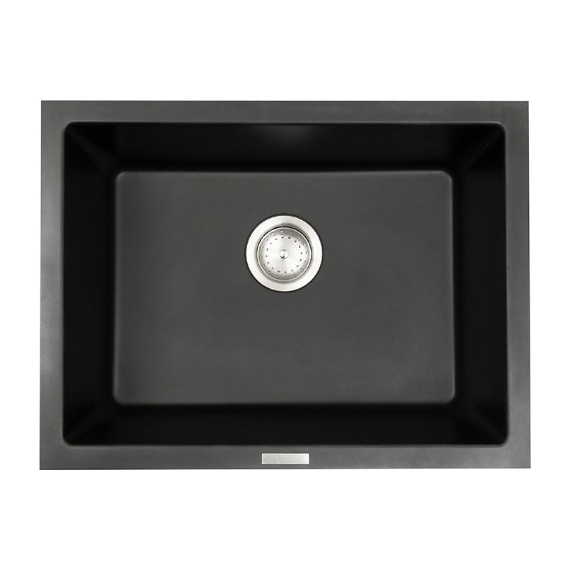 MSI Quartz Composite Undermount Single Bowl Sink in Black, top view