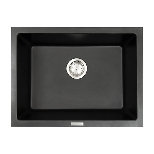 MSI Quartz Composite Undermount Single Bowl Sink in Black, top view