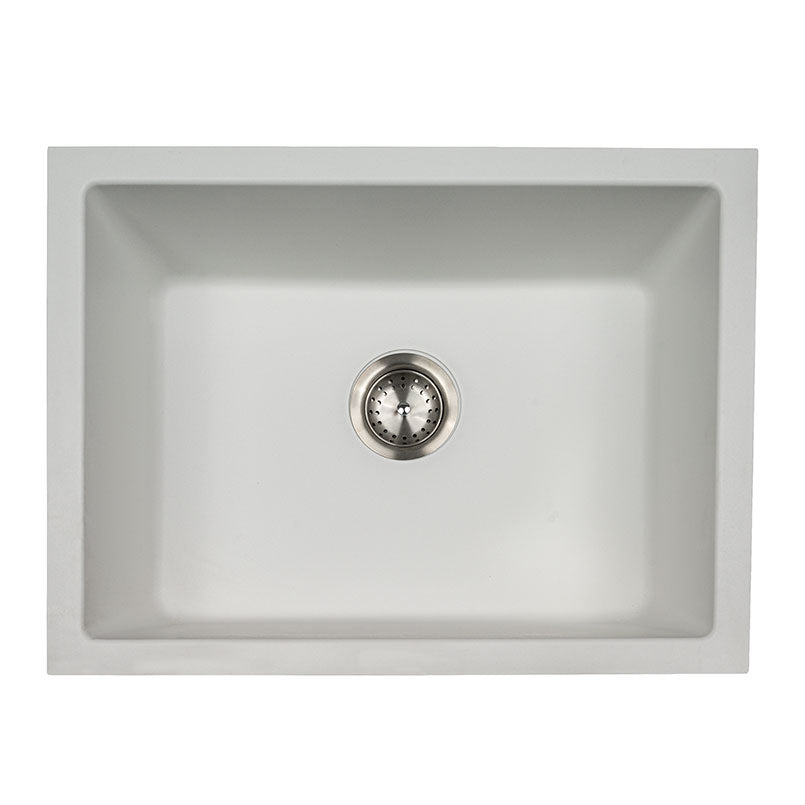 MSI Quartz Composite Undermount Single Bowl Sink in White, top view