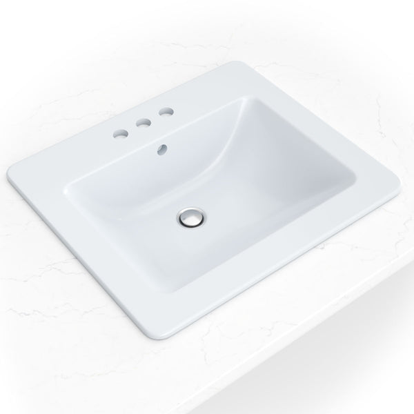 MSI Porcelain Overmount Rectangle Vanity Sink in White, installed in a room setting
