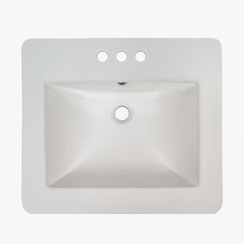MSI Porcelain Overmount Rectangle Vanity Sink in White, top view