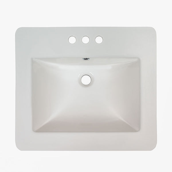 MSI Porcelain Overmount Rectangle Vanity Sink in White, top view