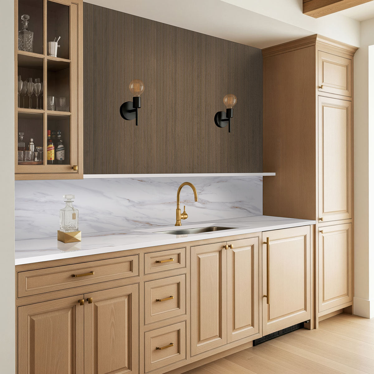 UrbanSlat Tawny 16x48 tile in a kitchen